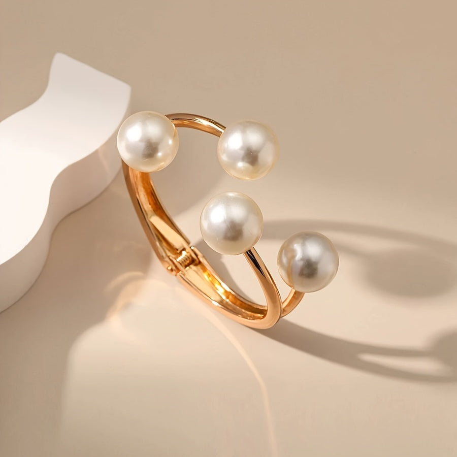 Elegant Golden-Tone Faux Pearl Bracelet
