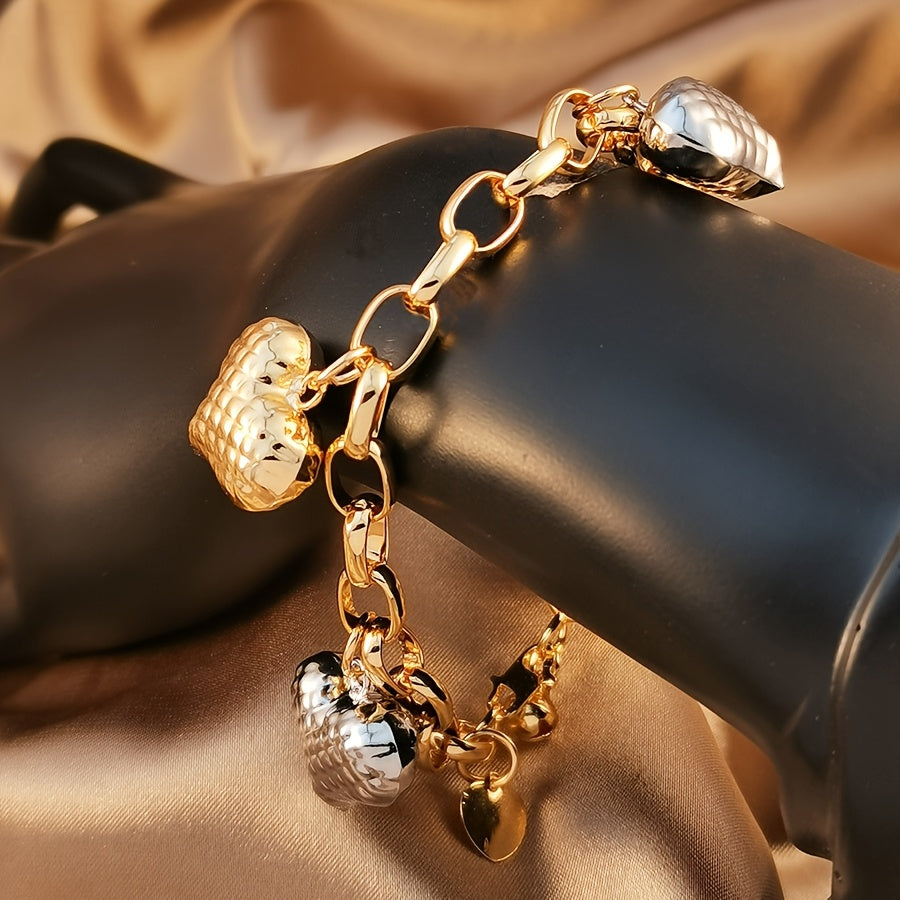 Elegant Two-Tone Heat Pendant Bracelet