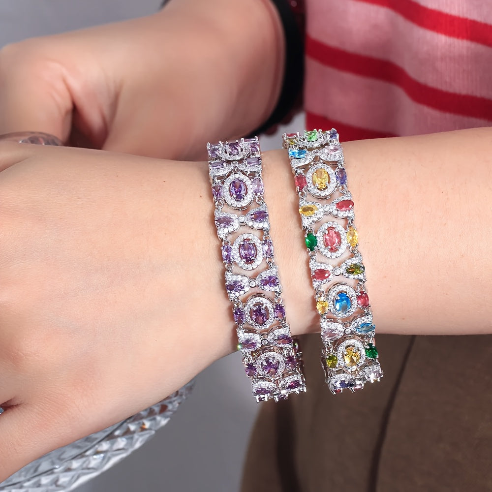 Elegant Colorful Cubic Zirconia Tennis Bracelet