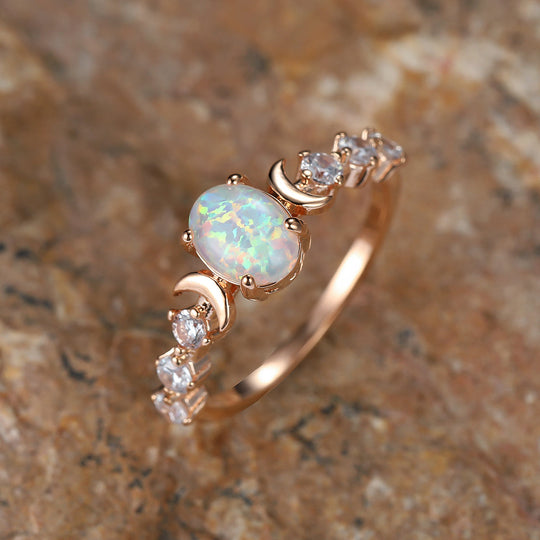 Elegant Rose Gold Opal Ring
