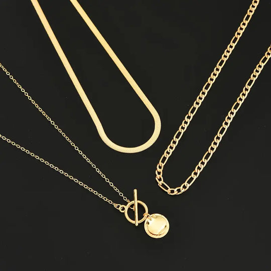 Savira Textured Coin Layered Necklace