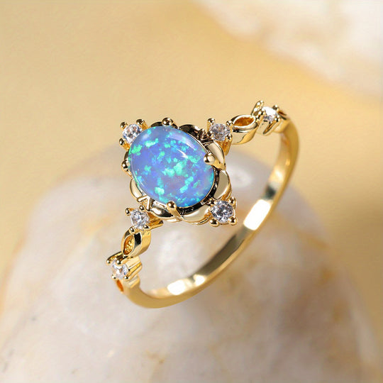 Elegant Oval Opal Engagement Ring