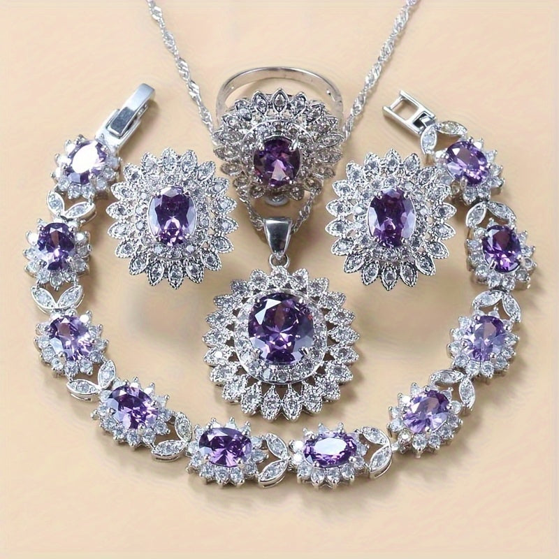 5pcs Sunflower Zirconia Jewelry Set – Earrings