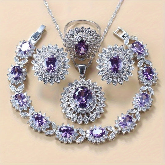 5pcs Sunflower Zirconia Jewelry Set – Earrings