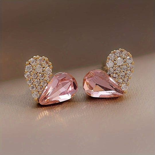 Elegant Crystal Heart-shaped Stud Earrings