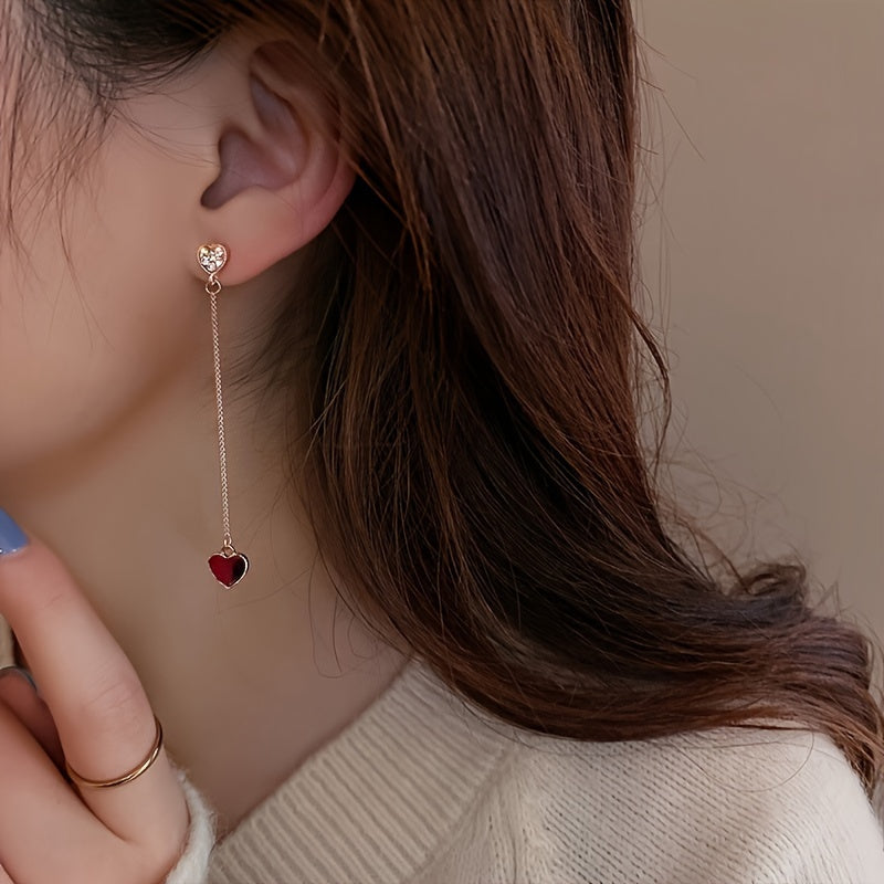 Vintage Inspired Asymmetrical Heart Chain Earrings