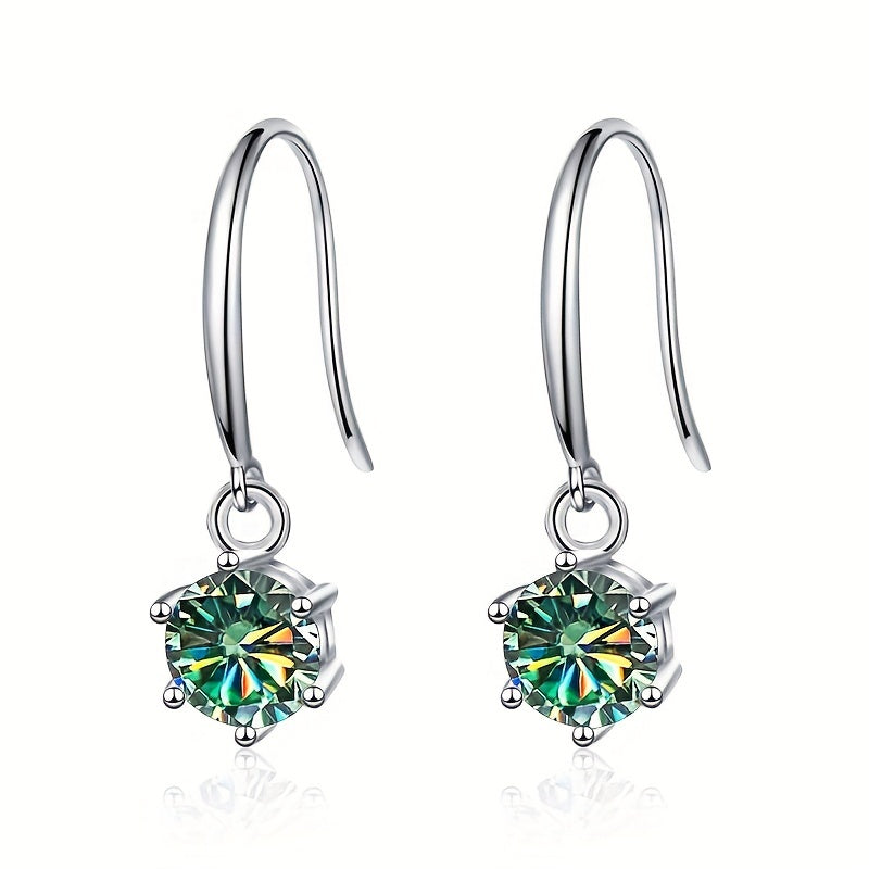 Delicate Round Moissanite Hook Earrings