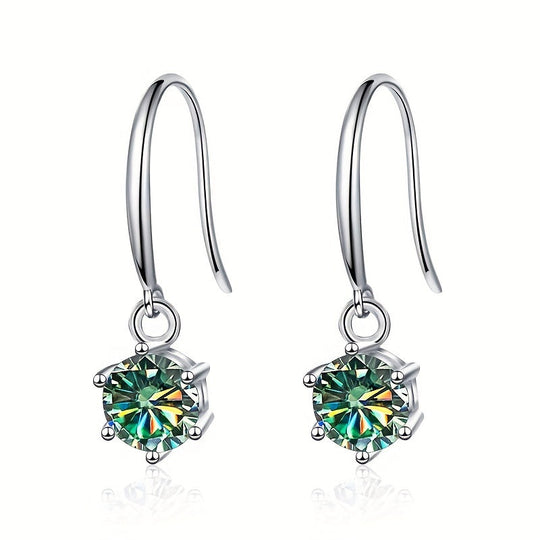 Delicate Round Moissanite Hook Earrings