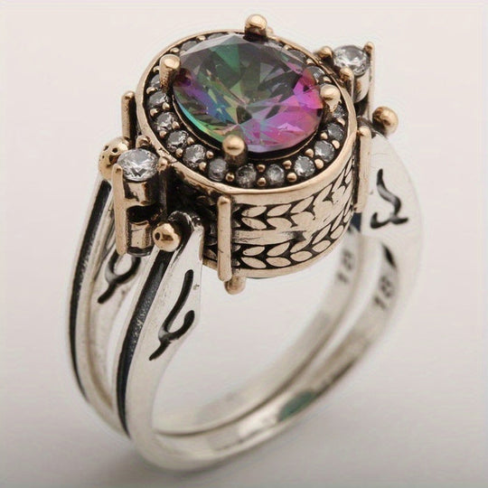 Elegant Double Color Gemstone Ring
