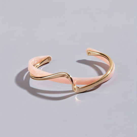 Golden Minimalist Wave Shape Cuff Bangle