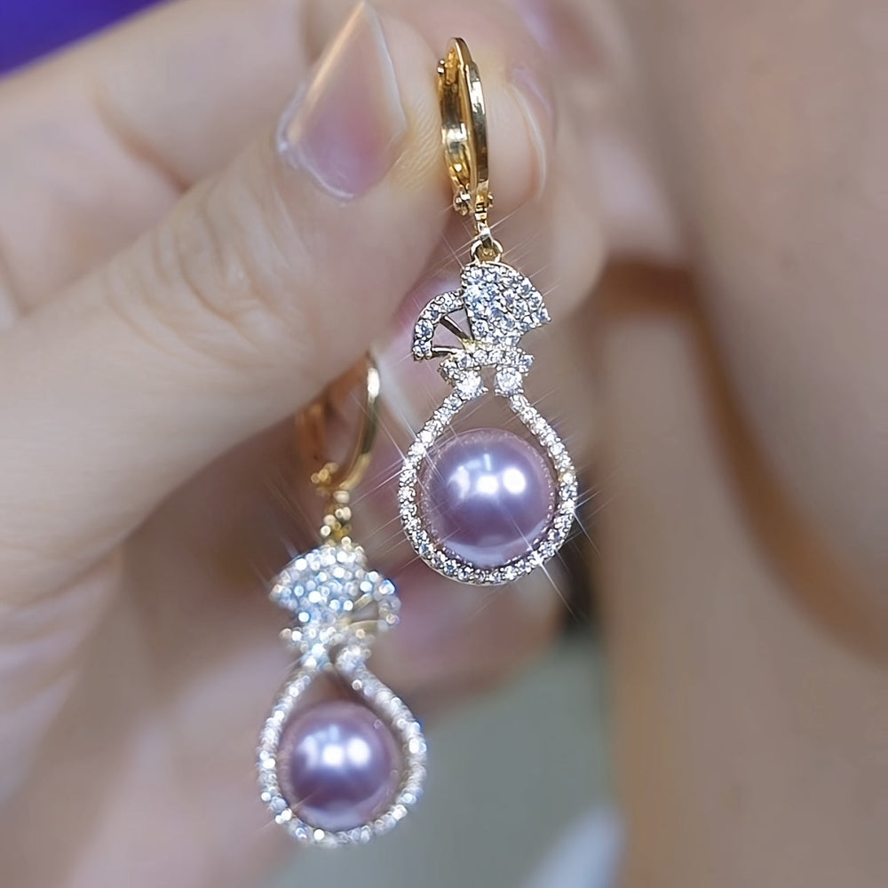 French Gourd Pearl Hoop Earrings