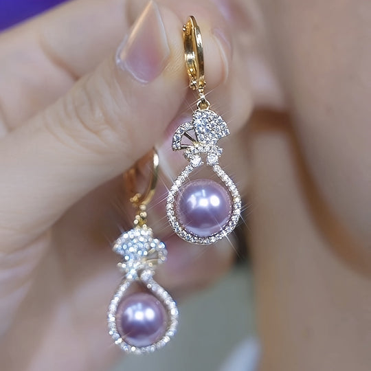 French Gourd Pearl Hoop Earrings