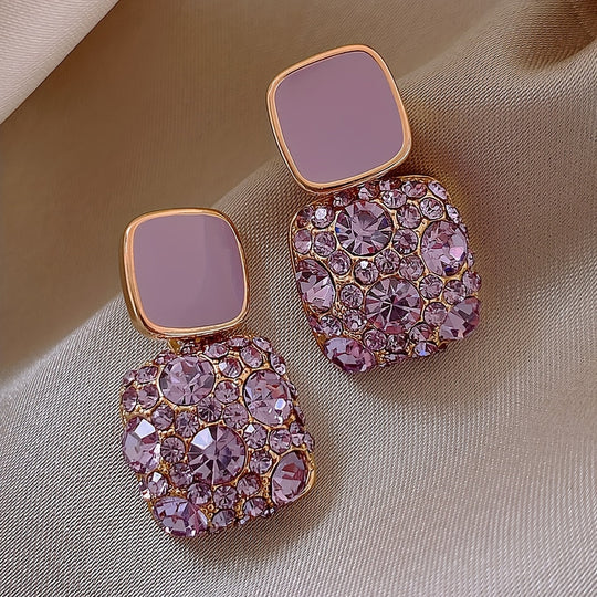 Shiny Rhinestone Decor Dangle Earrings