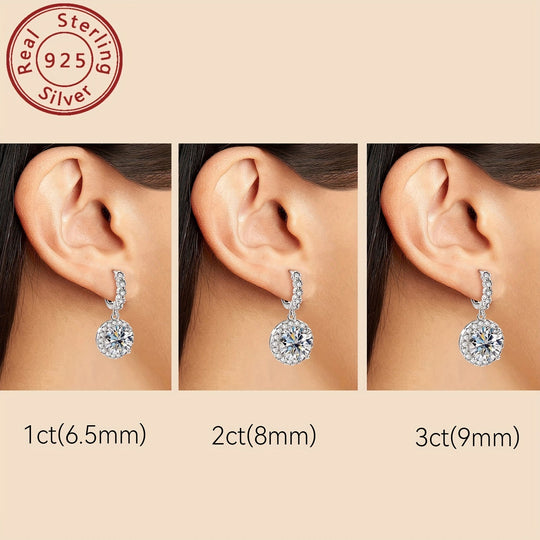 Stylish Round Moissanite & Zirconia Earrings