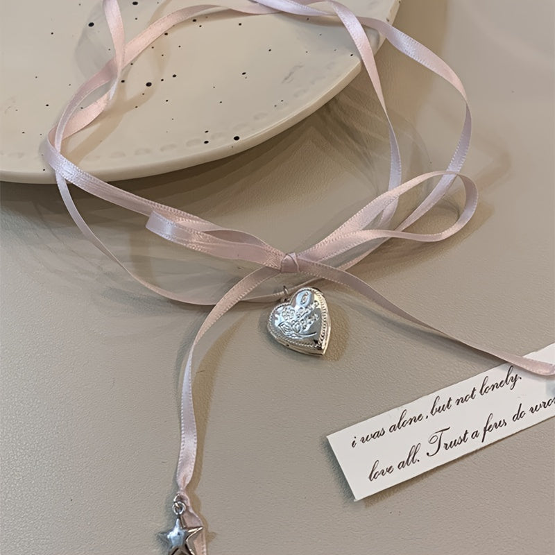 Pink Ribbon Bowknot Necklace