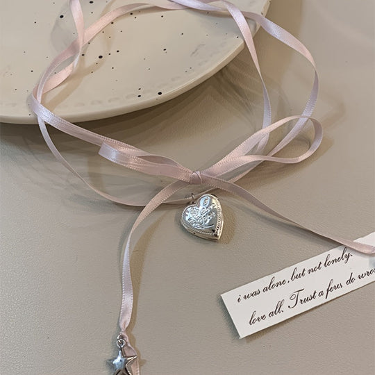Pink Ribbon Bowknot Necklace
