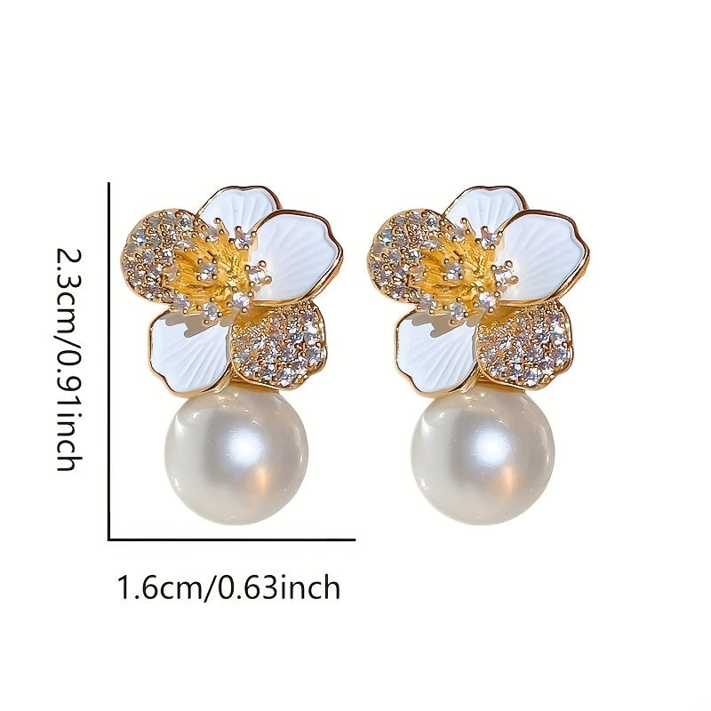 Flower Pendant Drip Oil Earrings