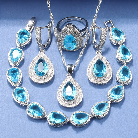 5pcs Plated Silvery Trendy Jewelry Set