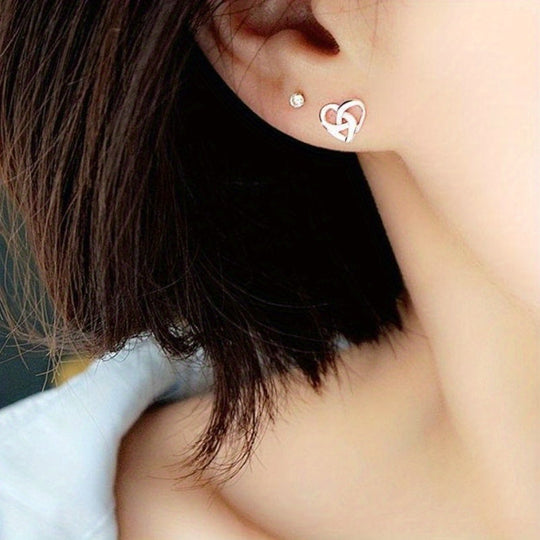 Celtic Heart Knot Stud Earrings