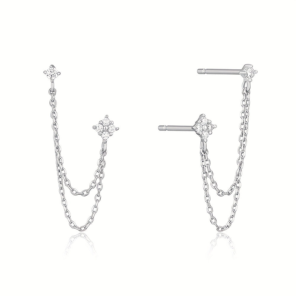 Elegant Double Zirconia Stud Earrings