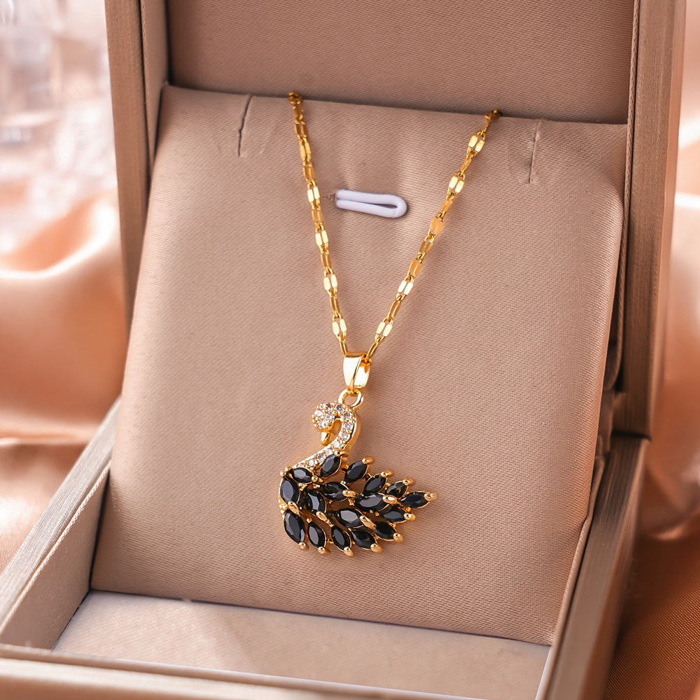 Elegant Swan Zirconia Pendant Necklace