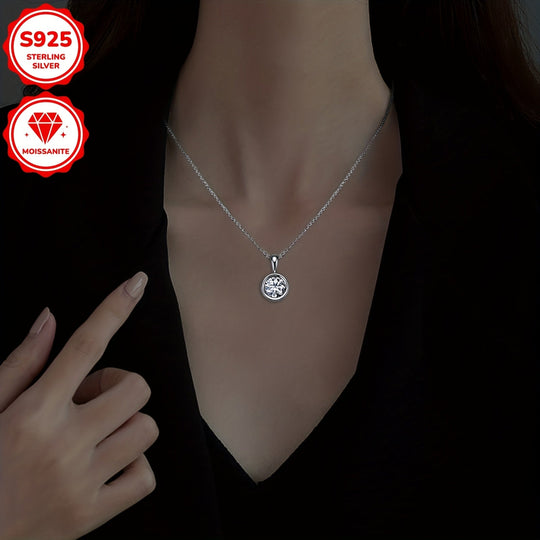 2-Carat 8mm Round Cut Moissanite Pendant Necklace