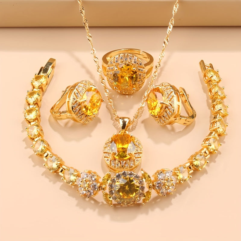 5-Piece Luxury Zirconia Bridal Jewelry Set