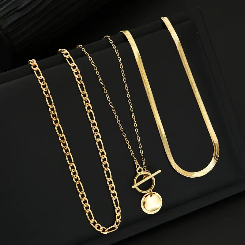 Savira Textured Coin Layered Necklace