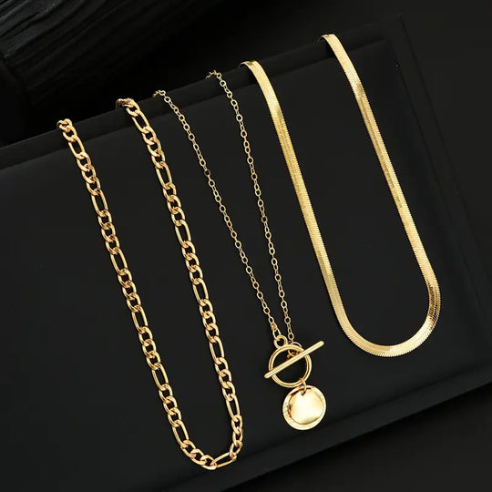 Savira Textured Coin Layered Necklace