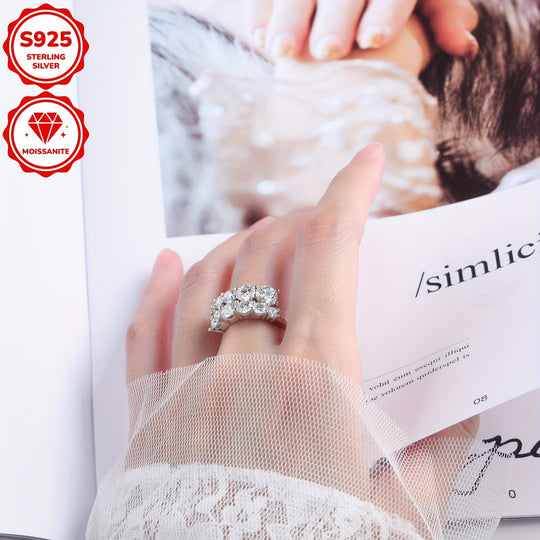 Round Moissanite Double-Headed Band Ring