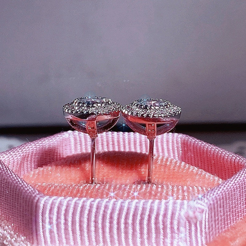 Sparkling Paved Cubic Zirconia Stud Earrings