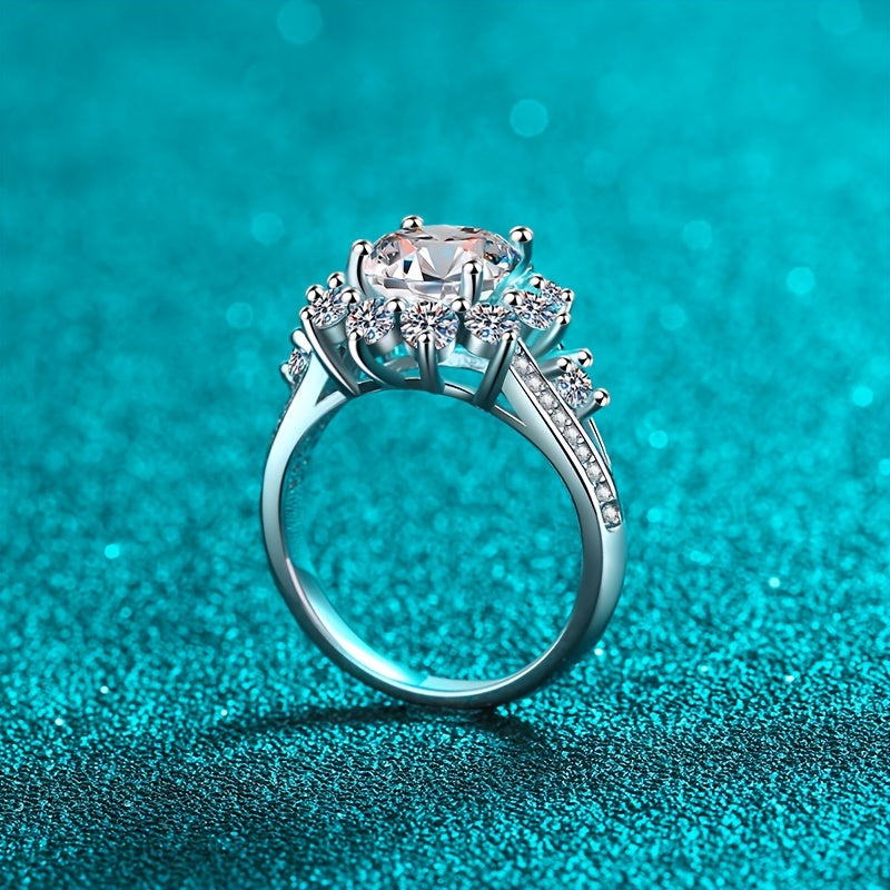 Elegant Moissanite Silver Ring