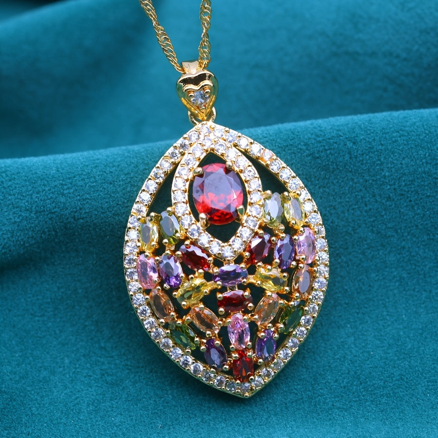 Elegant Multicolor Cubic Zirconia Pendant Necklace
