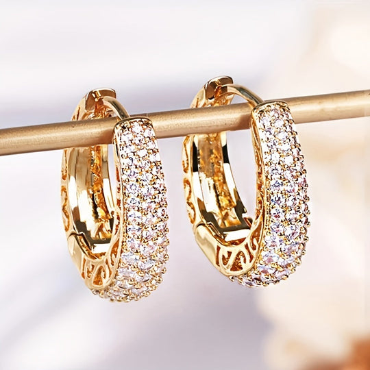 Trendy Micro Pave Zirconia Hoop Earrings