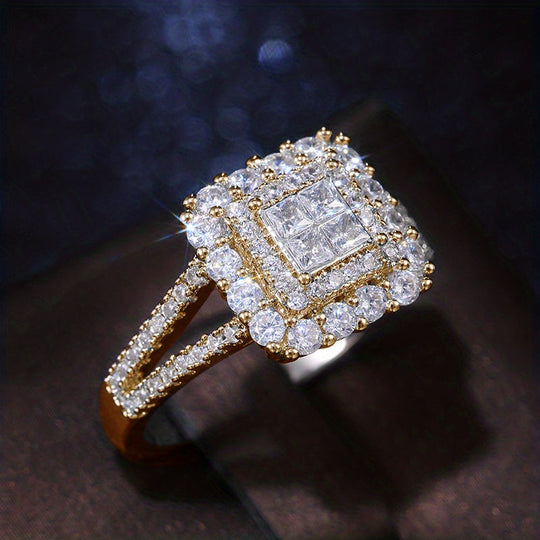 Square Halo Zirconia Bridal Ring