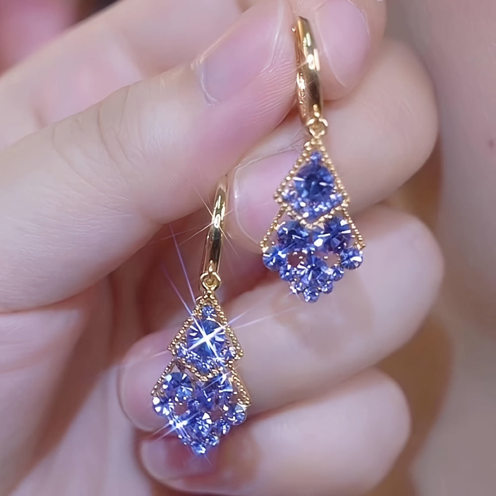 Elegant Bling Quadrilateral Pendant Earrings