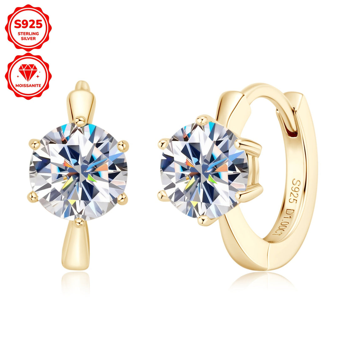 Round Moissanite Silver Earrings