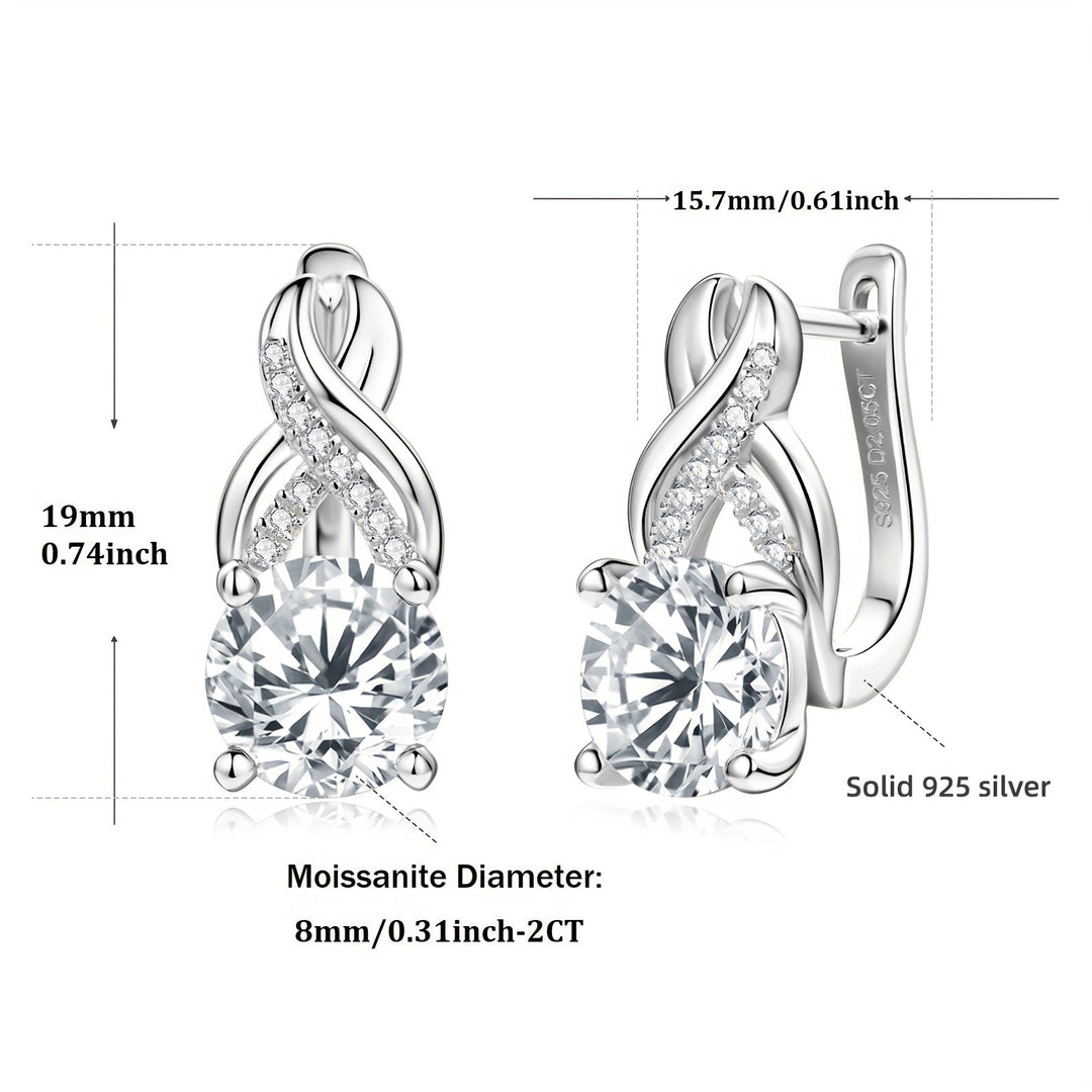Round Silvery 8mm Moissanite Earrings