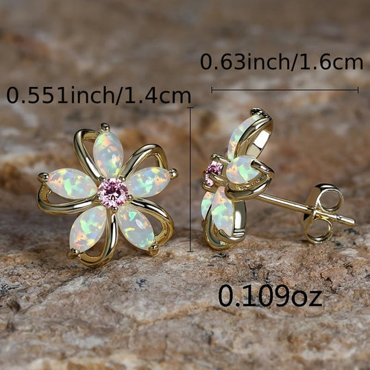 Opal Flower Stud Earrings