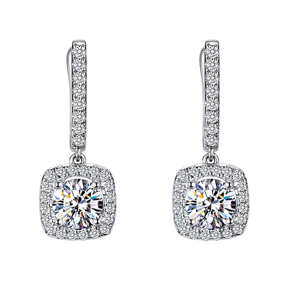 Stylish Square-Shaped Zirconia Drop Earrings