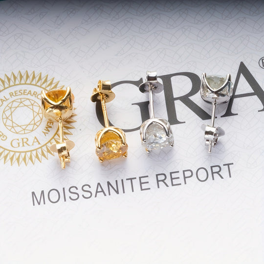 Genuine Moissanite Stud Earrings