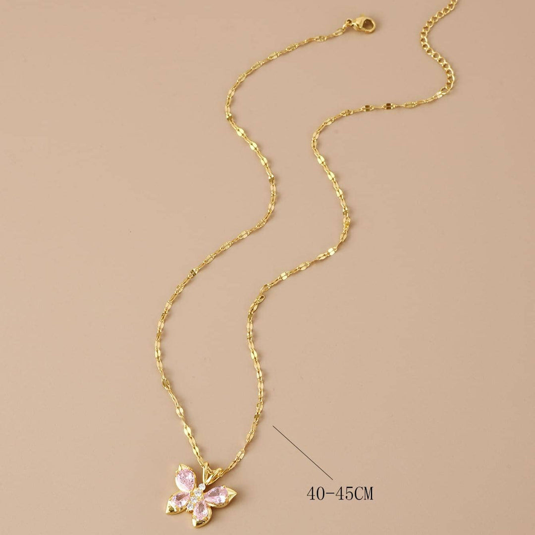 Pink Butterfly Pendant Necklace