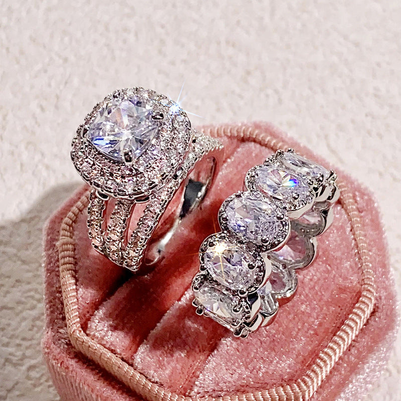 2pcs Luxury Zirconia Wedding Band Set