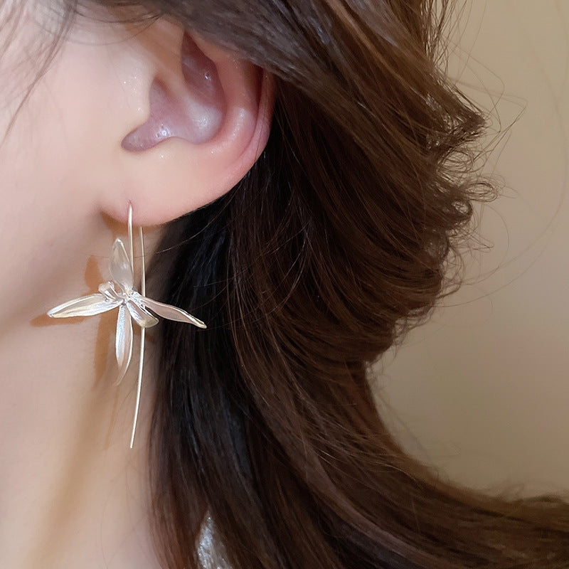 Minimalist Iris Flower Earrings
