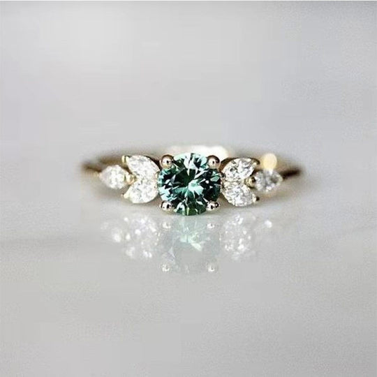Simple Green Cubic Zirconia Ring