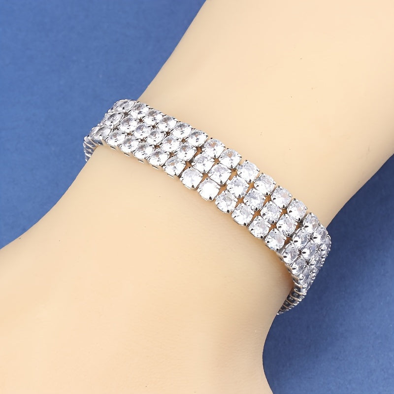 Women'S Sporty Tennis Bracelet with Synthetic zirconia Stones