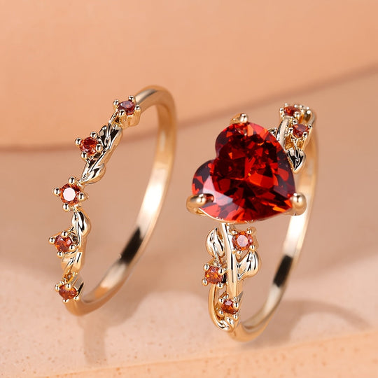 Elegant Heart Shape Ring Set