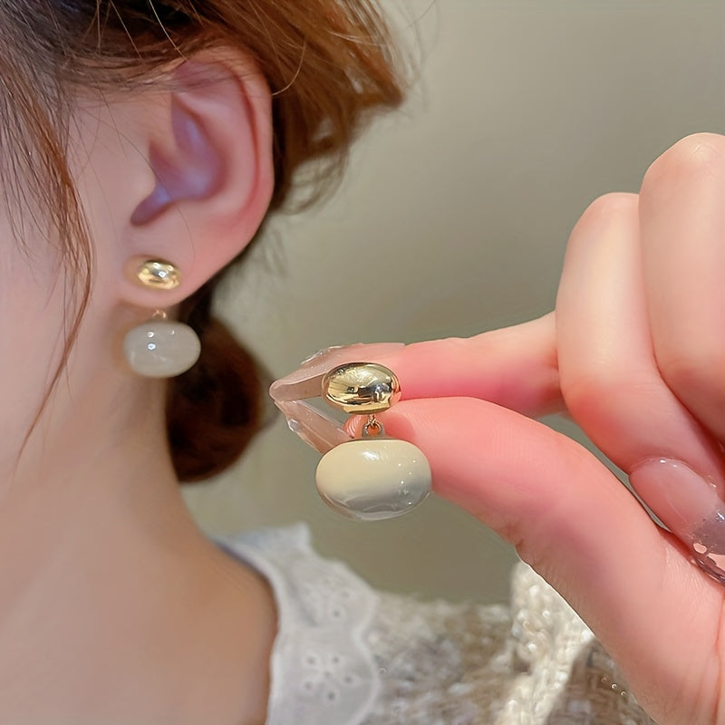 Oval Shape Enamel Dangle Earrings