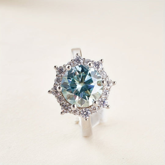 Trendy Round Moissanite Ring