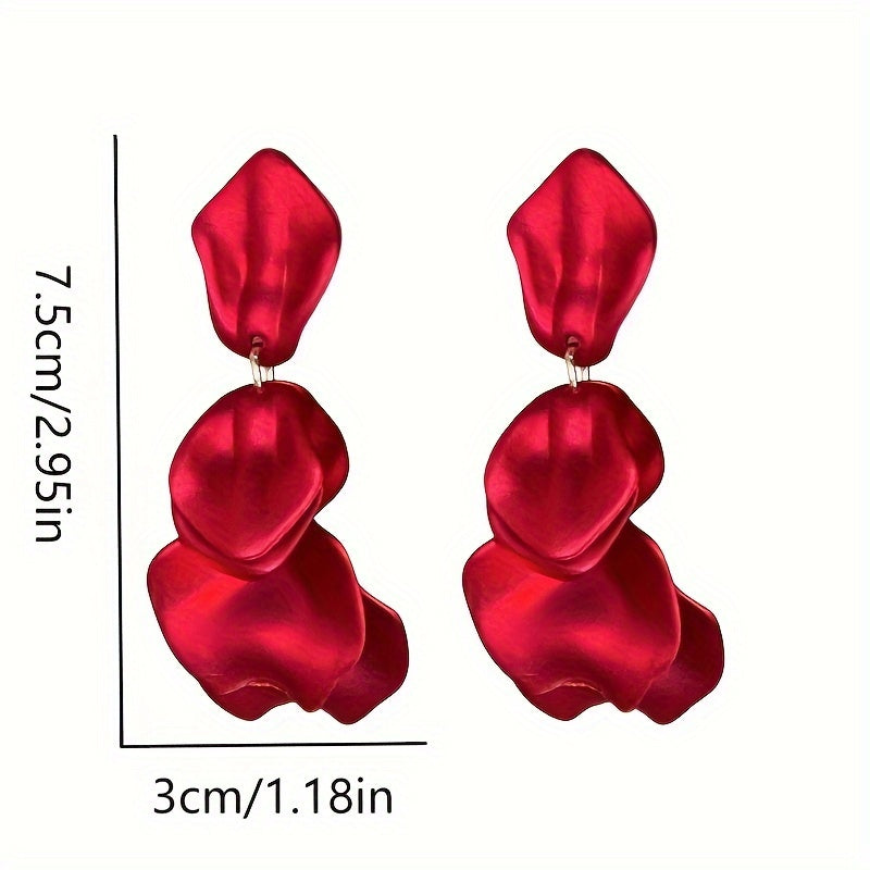 Luxury Elegant 925 Silver Matte Petal Tassel Earrings